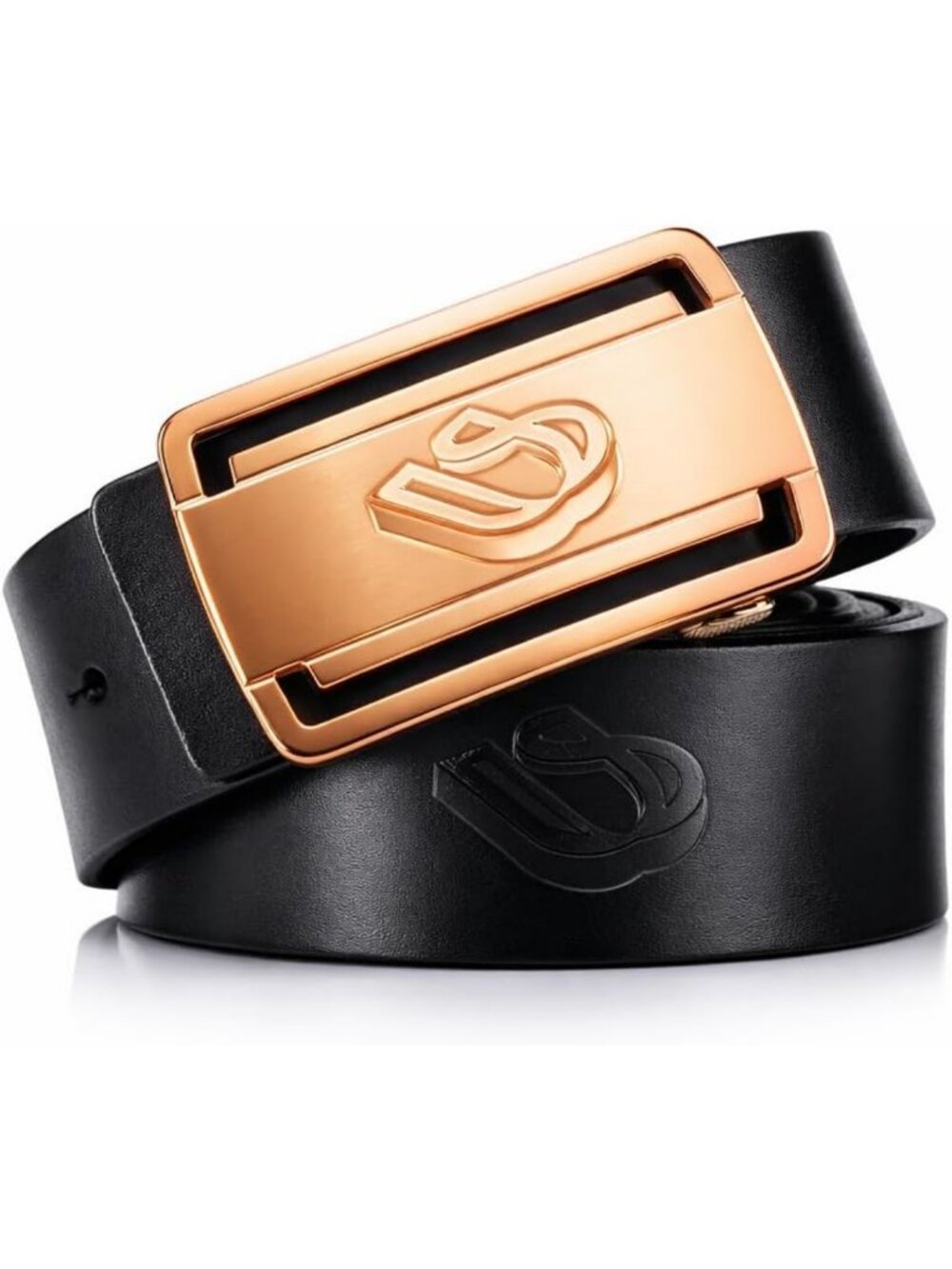 Men's Genuine Leather Dress Belt - Black/Brown, Rose Gold Pin Buckle, Gift Boxed
